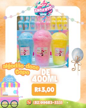 Copo de Algodão Doce 400ml - Apenas R$3,00!