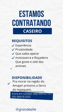 Vaga para caseiro 