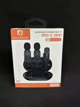 Microfone De Lapela Duplo Profissional Tipo C H'Maston mk08 Influencer Youtuber