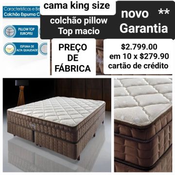 Cama King Size em 10 X $279.00 novo promoção de Natal garantia 