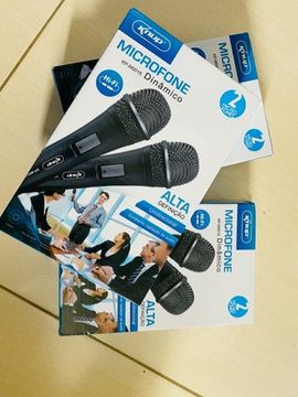 Microfone Com Fio Duplo Dinamico Knup Kp-m0015