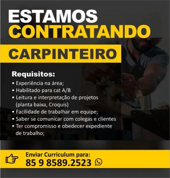 Contrata-sr carpinteiro e ajudante de carpinteiro 