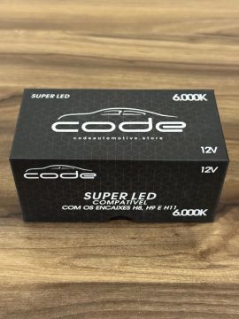 Lâmpadas Super LED 6000K H8, H9 e H11 - Code