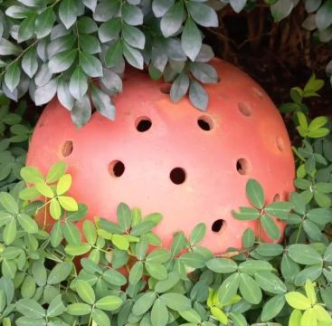 Bola cerâmica tipo furadinha para lanterna de jardim 