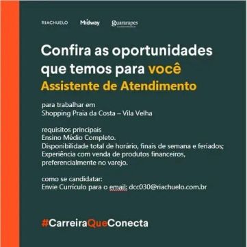 Vaga Emprego loja Riachuelo 