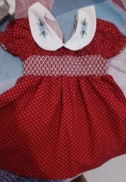 Vestido de bebê menina - Vermelho com bolinhas