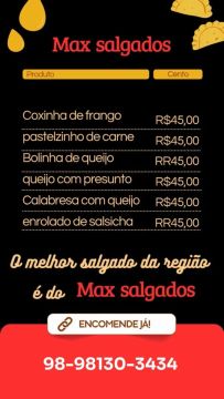 Max Salgados - O melhor salgado da região!