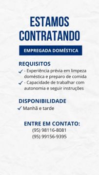 Vaga para empregada doméstica
