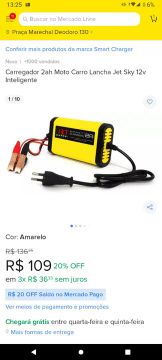 Carregador de Bateria 12V 2Ah - Moto, Carro, Lancha, Jet Sky