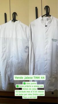 Jaleco Branco TAM 44 - Gola Padre - Novo