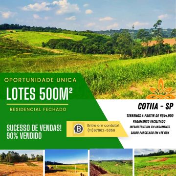 Lotes de 500m² em Cotia  Condomínio Fechado com Lago de Pesca