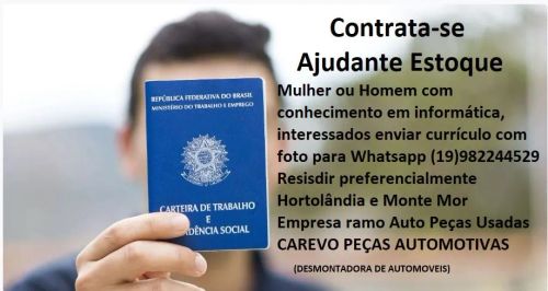 Vaga de Estoquista Ajudante geral em São Bento Hortolândia!