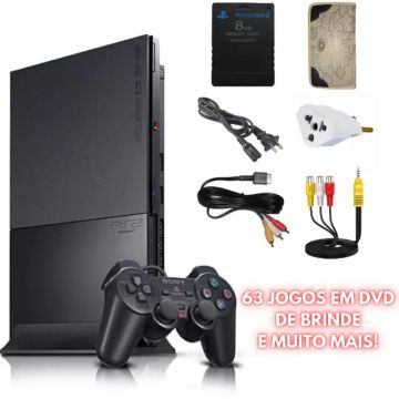 Playstation 2 Slim com Controle, Memory Card E Brindes