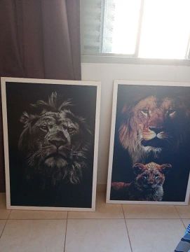 Quadros decorativos de leão - conjunto de 2