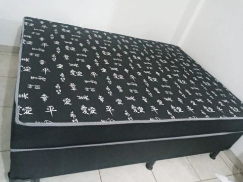 Cama box casal com colchão de 10cm espuma selada d28 