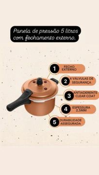 Panela de Pressão 5 L com 3 válvulas de segurança?