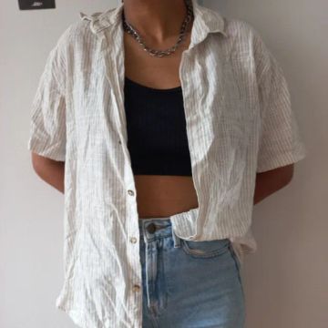camisa listrada off white 100% algodão