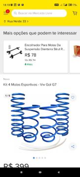 Kit 4 Molas Esportivas - Vw Gol G7