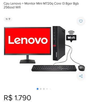 Computador com CPU mini lenovo