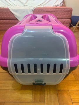 Caixa de transporte pet rosa (furacão pet) 