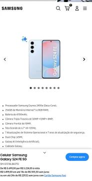 Samsung Galaxy S24 FE 5G - 4 meses de uso  - 256GB - Câmera 50MP
