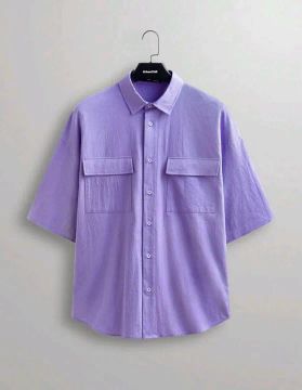 Camisa Masculina Oversized Manga Curta Lilás