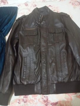 Jaqueta de Couro Marrom Masculina