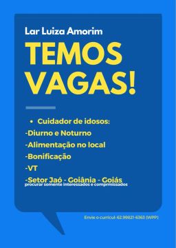 Vaga para Processo seletivo - Cuidador de idosos 
