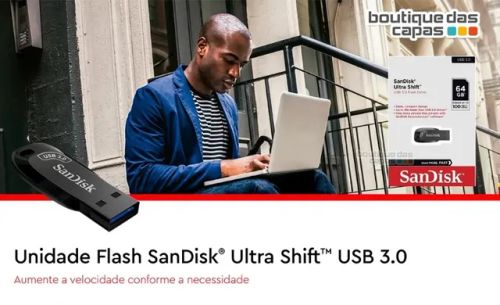 Pendrive Sandisk Ultra Shift USB 3.0 Leitura até 100 MB/s 64GB original