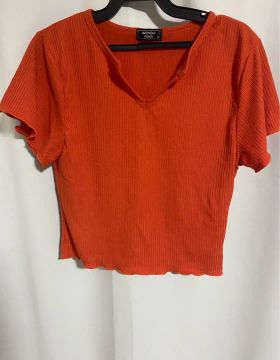 Blusa de malha canelada laranja - Avenida Fashion
