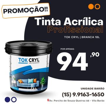 Tinta Acrílica Profissional Tok Cryl - Branca 18 litros 18L