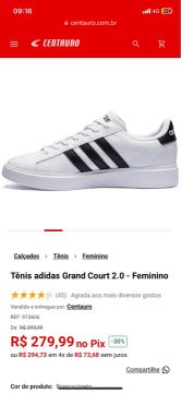 Tênis Adidas Grand Court 2.0 Feminino - Branco/Preto