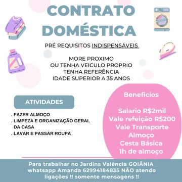 Contrato Dómestica, Secretária do Lar - Salário Fixo e Benefícios - Emprego Faxina