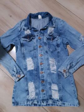 Jaqueta jeans comprida 