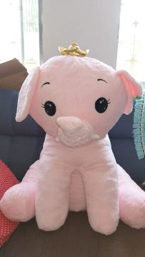 Elefante de Pelúcia Rosa com Coroa