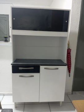 Armário de Cozinha Branco com 2 Portas e 1 Gaveta