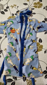 Roupão infantil azul Phineas e Ferb 