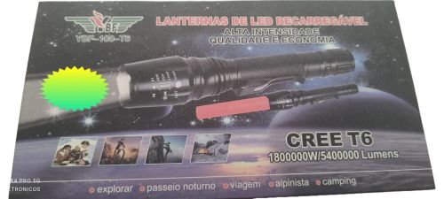 Lanterna de LED Recarregável Cree T6 - Alta Intensidade