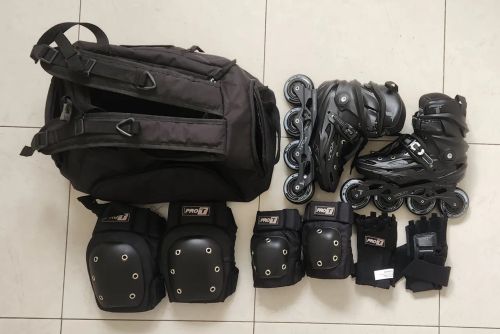 Kit Patins Inline Traxart + Proteções + Bag
