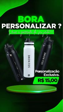 Garrafas térmicas, vários tamanhos e cores.