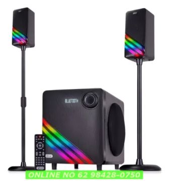 Caixa Som Bluetooth Rádio Fm Usb Sd Led Rgb Controle Bivolt Home Theater