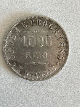 Moeda antiga 1000 Réis Brasil 1907