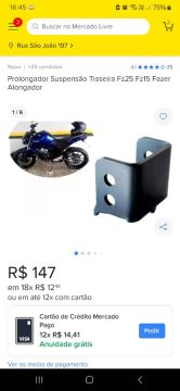 Prolongador Suspensão Traseira Fz25 Fz15 Fazer Alongador