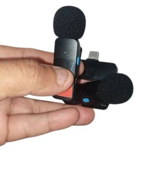 Microfone Lapela Duplo boya para Celular e Câmera