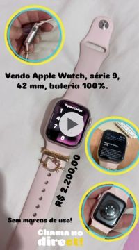 Apple Watch Série 9 42mm - Rosa - Bateria 100%