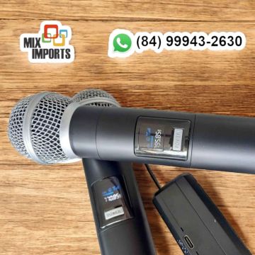 Microfone sem Fio Duplo c/ Bateria embutida recarregável via USB (Novo, em estoque)
