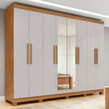 Guarda roupa Casal Easy Slim 8 portas com espelho