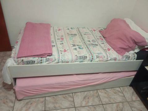 Cama Solteiro em MDF com Cama Auxiliar 