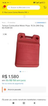 Tanque Combustível Motor Popa 15 Ds 24lt Orig Yamaha 61j-f4281-00