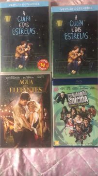 4 Filmes em DVD - A Culpa é das Estrelas, Água para Elefantes, Esquadrão Suicida